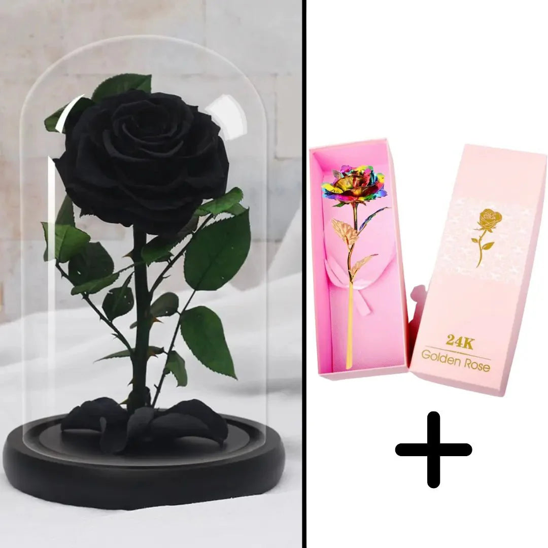 Bundle Pack: Red Eternal Rose + 24K Gold-Plated Rose (Choice)