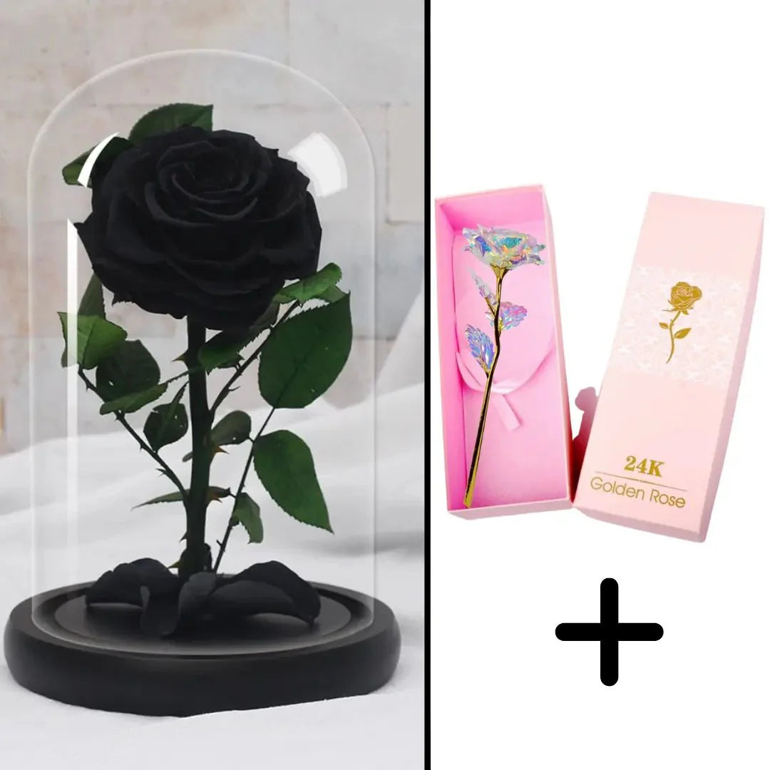 Bundle Pack: Red Eternal Rose + 24K Gold-Plated Rose (Choice)