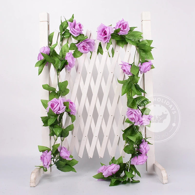 220cm Rose Cane Decor for Weddings & Parties, Multi-Color Artificial Flowers