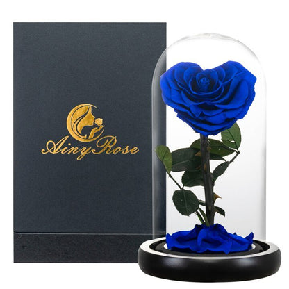 Eternal Rose in Heart Under Bell (Choice of Color)