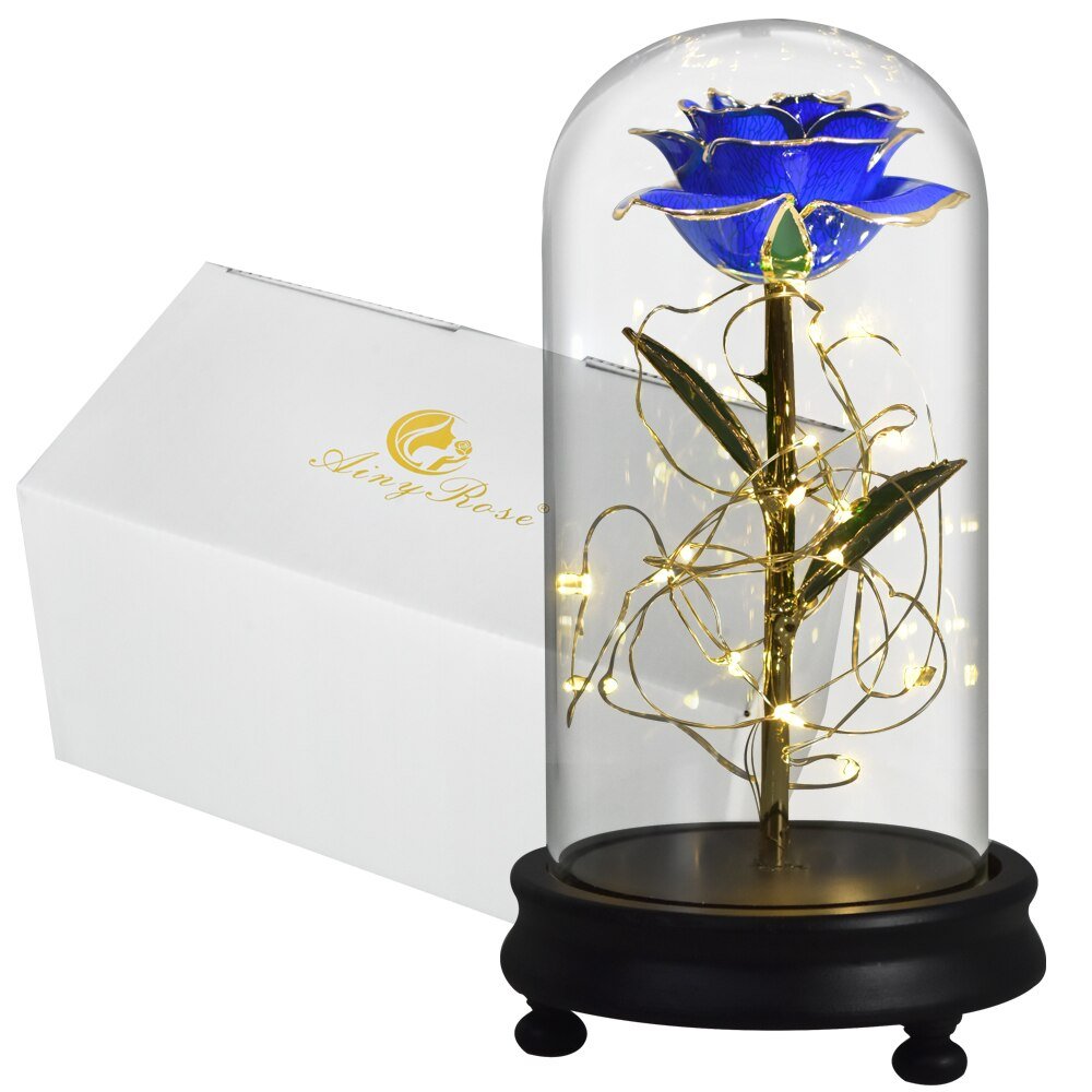 Ainy Rose - Golden Eternal Rose in Glass Dome