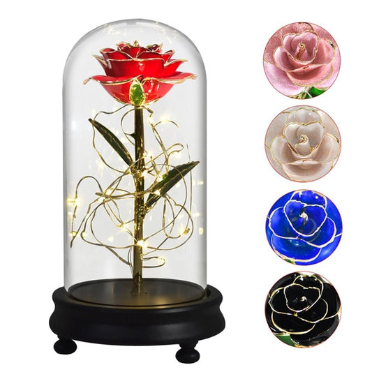 Ainy Rose - Golden Eternal Rose in Glass Dome