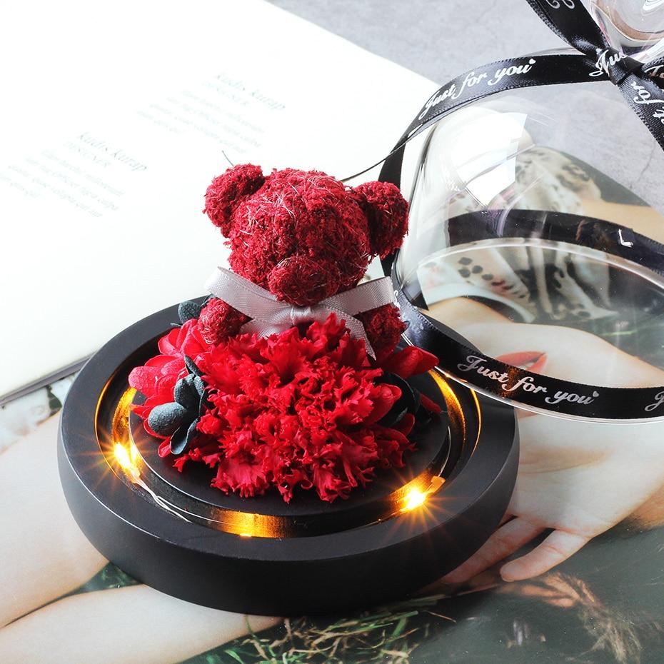 Eternal Rose Teddy Bear Under Dome (Choice of Colors) - Eternal Rose Store