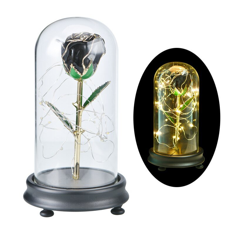 Ainy Rose - Golden Eternal Rose in Glass Dome