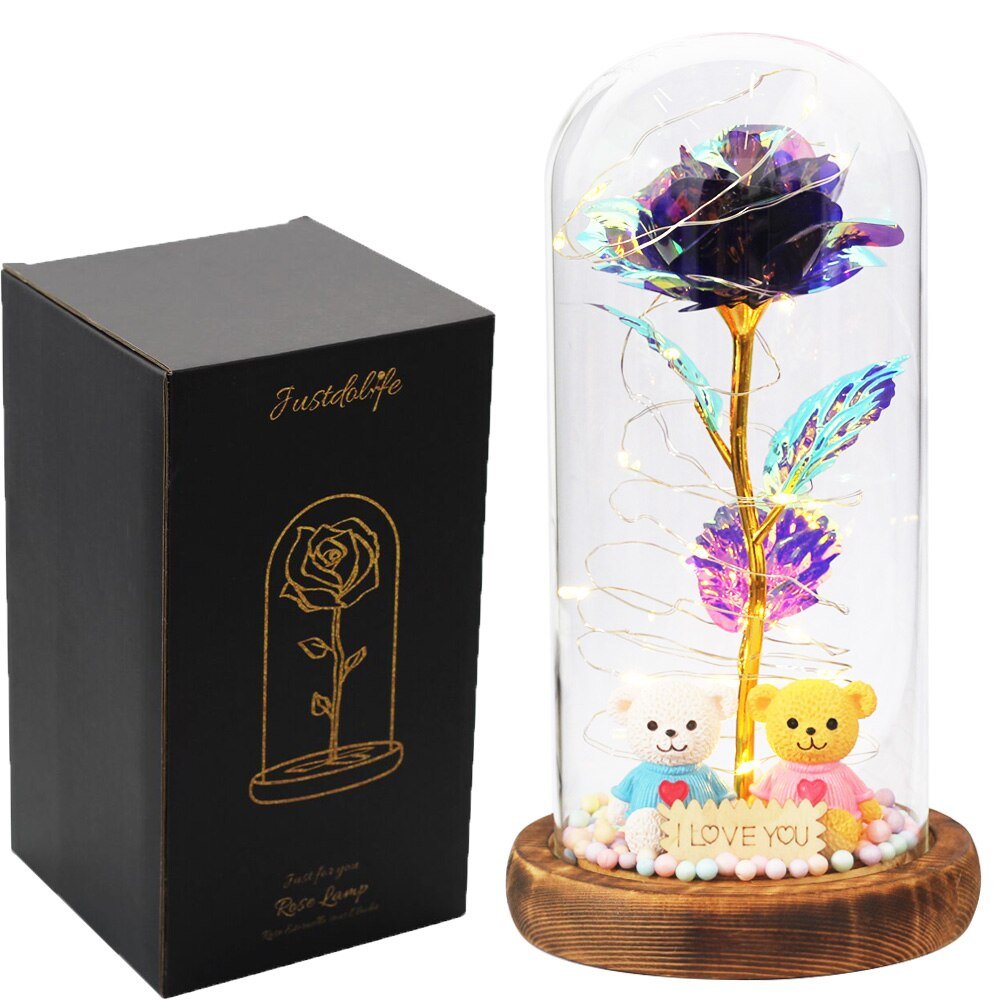 Eternal Rose Under Bell 24K Gold Bear Figurines - Eternal Rose Store