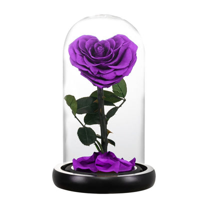 Eternal Rose in Heart Under Bell (Choice of Color)