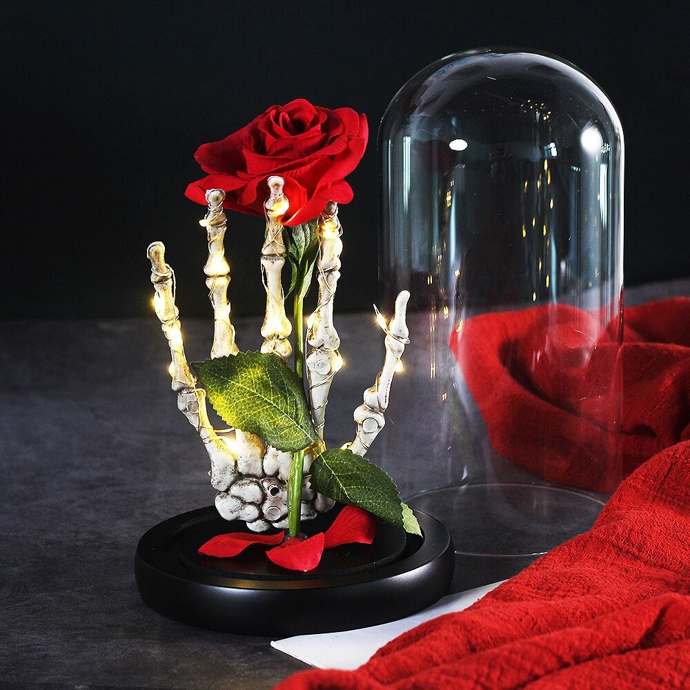 Red Eternal Rose Under Halloween Bell - Eternal Rose Store