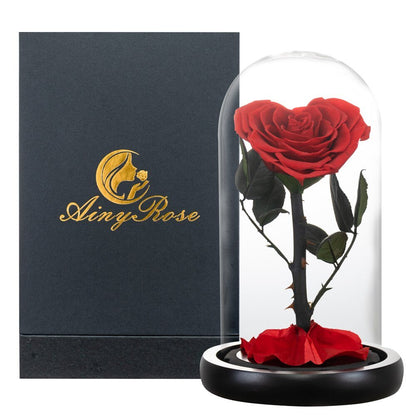 Eternal Rose in Heart Under Bell (Choice of Color)