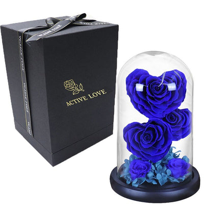 Eternal Rose in Heart Under Bell (Choice of Color)