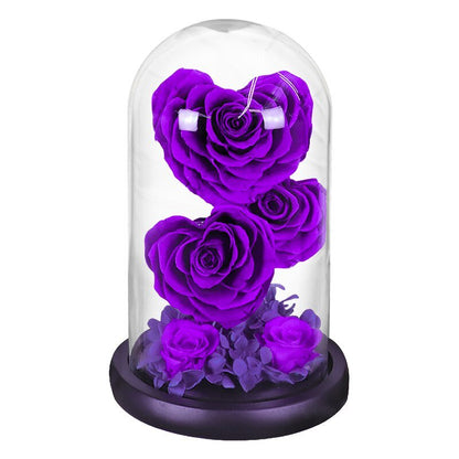 Eternal Rose in Heart Under Bell (Choice of Color)