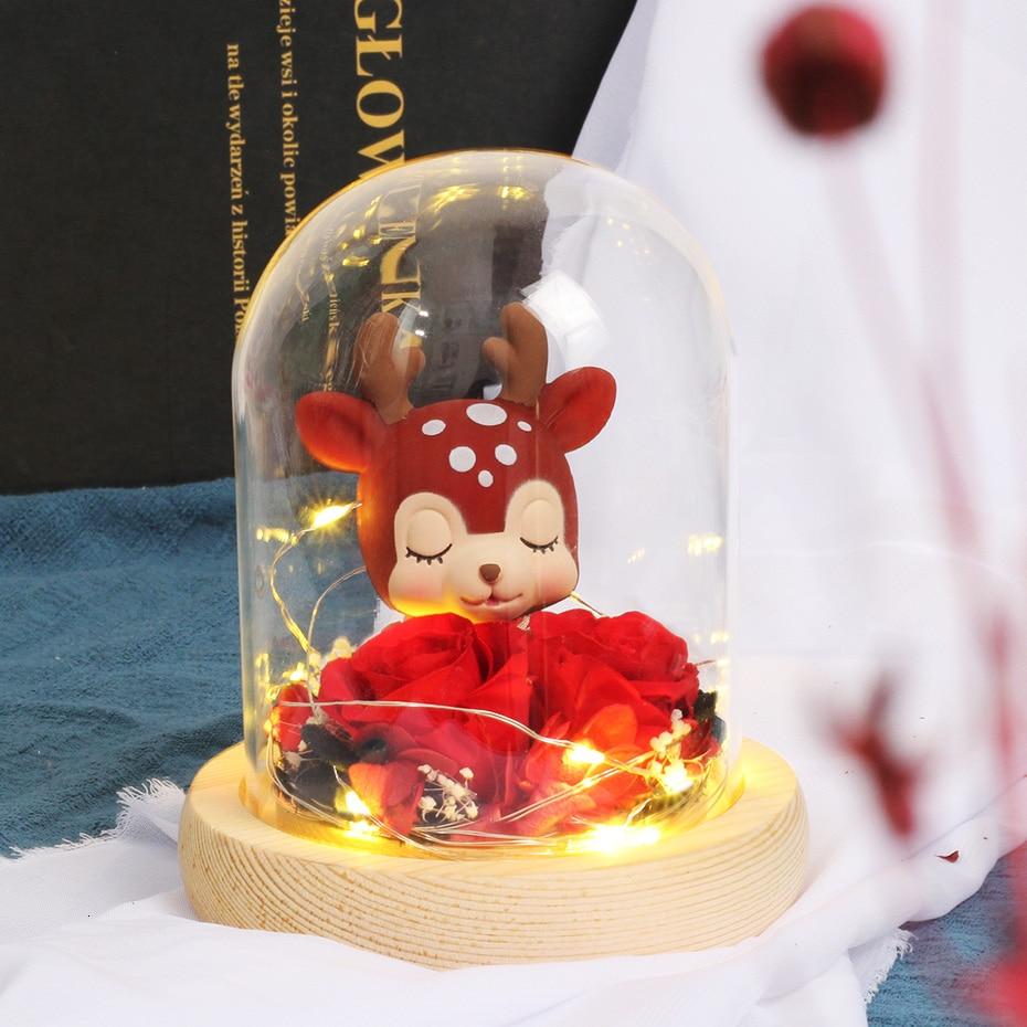 Reindeer Eternal Rose Under Bell (Choice of Style) - Eternal Rose Store