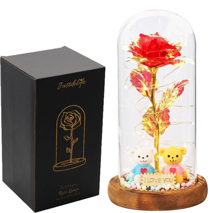 Eternal Rose Under Bell 24K Gold Bear Figurines - Eternal Rose Store