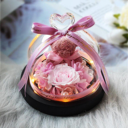 Eternal Rose Teddy Bear Under Dome (Choice of Colors) - Eternal Rose Store