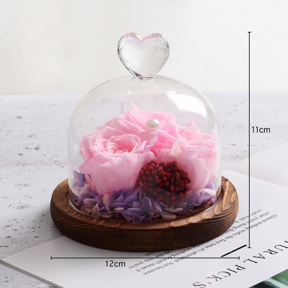 Eternal Rose Under Bell (Trio of Pink Flowers) - Eternal Rose Store