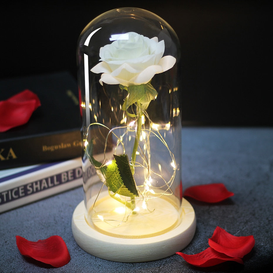 Eternal Rose Under Bell & White LED - Eternal Rose Store