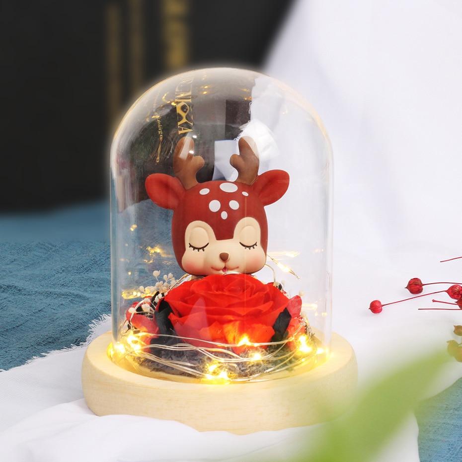 Reindeer Eternal Rose Under Bell (Choice of Style) - Eternal Rose Store