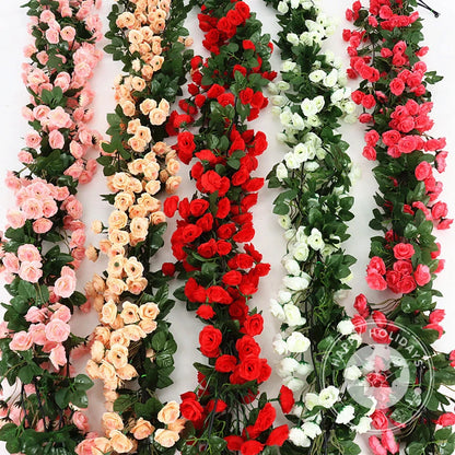 220cm Rose Cane Decor for Weddings & Parties, Multi-Color Artificial Flowers