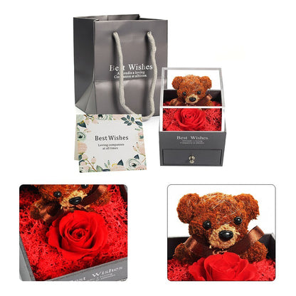 Eternal Roses Teddy Bear With Box - Eternal Rose Store