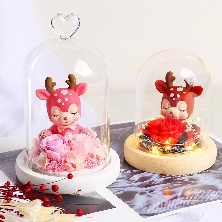 Reindeer Eternal Rose Under Bell (Choice of Style) - Eternal Rose Store