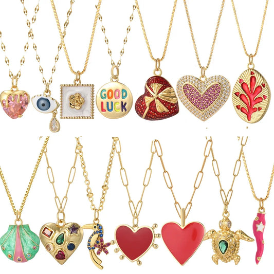 Gold Animal Heart & Evil Eye Necklace – Love