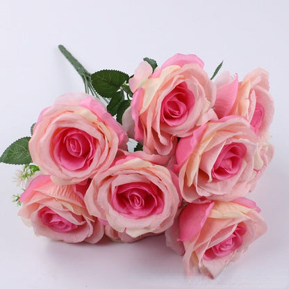 Elegant Silk Eternal Rose Bouquet - 10 Roses for Weddings and Home Décor