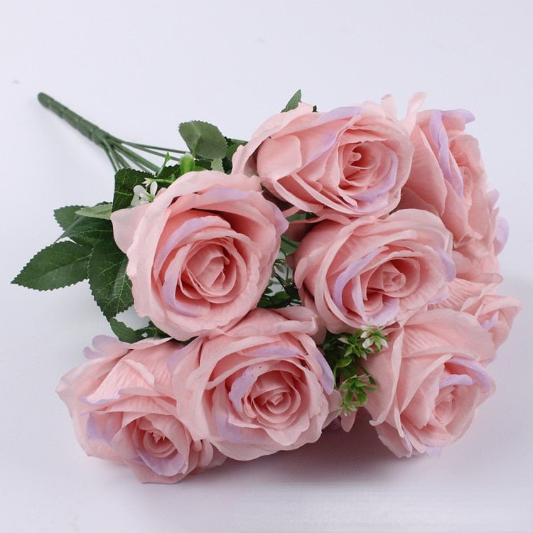 Elegant Silk Eternal Rose Bouquet - 10 Roses for Weddings and Home Décor