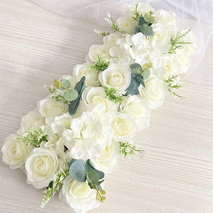 Elegant Silk Floral Wedding Runner (Customizable Colors)