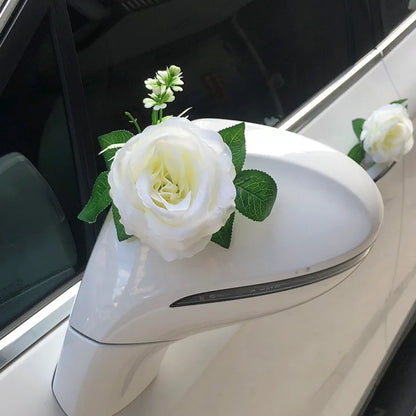 White Artificial Roses - Ideal for Wedding Car & Bridal Decorations