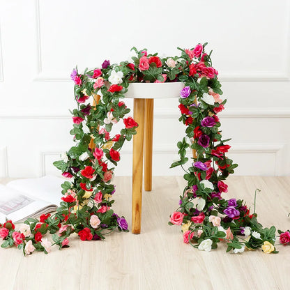 2.5m Artificial Rose Vine - White & Pink Garland for Weddings