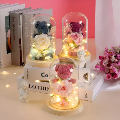 LED Light Bear with Eternal Rose ( color choice )