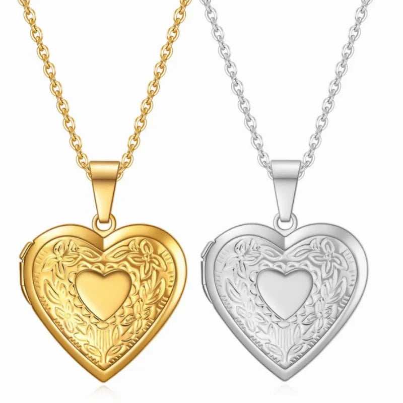 Vintage Stainless Steel Heart Locket Necklace - Ideal Gift for Women & Girls