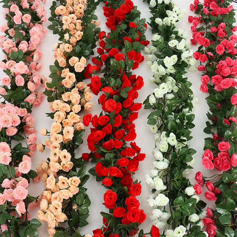 2.5m Artificial Rose Vine - White & Pink Garland for Weddings