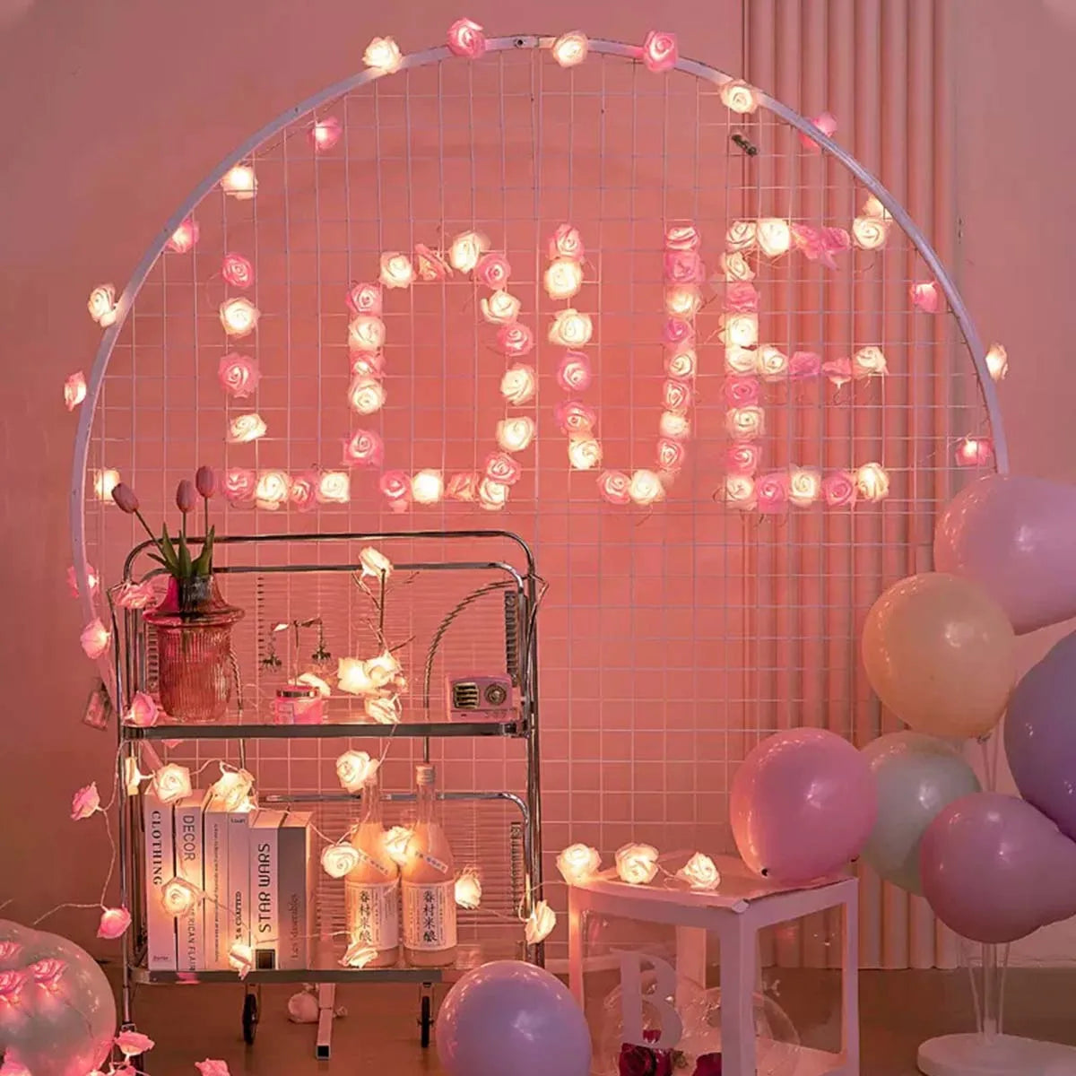 Rose LED String Lights - Romantic Valentine's Day & Proposal Decor