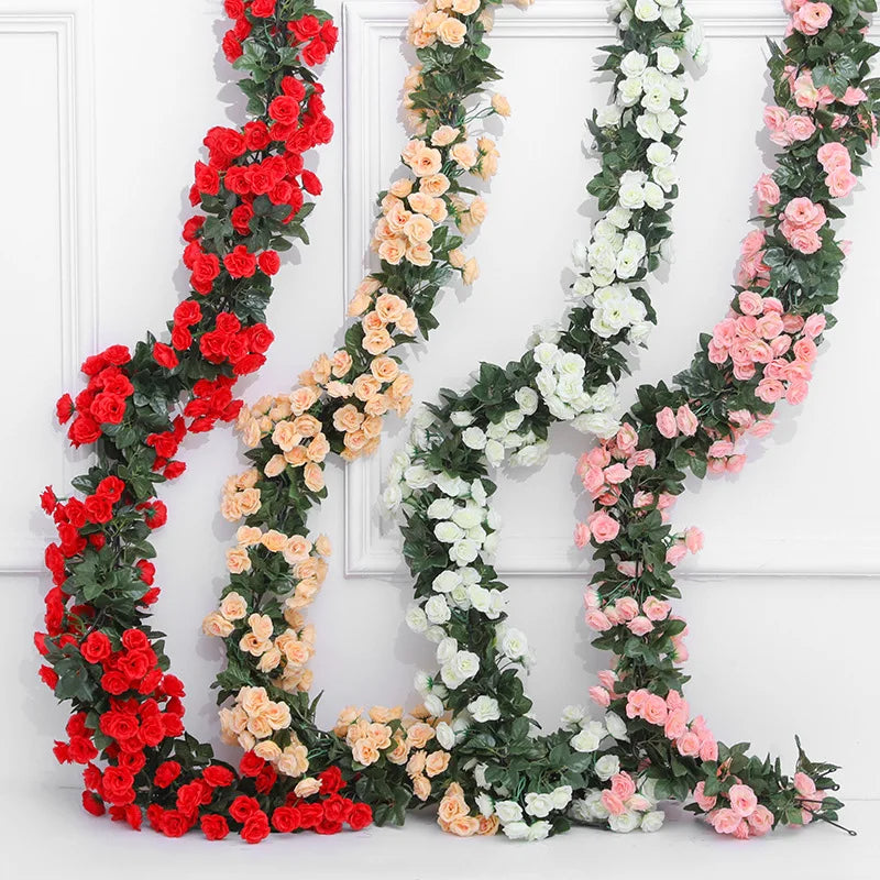 2.5m Artificial Rose Vine - White & Pink Garland for Weddings