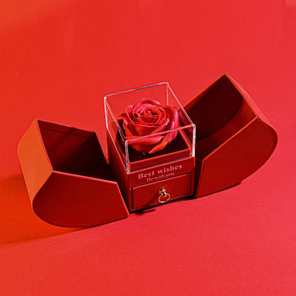 Eternal Rose in Jewelry Box with Necklace