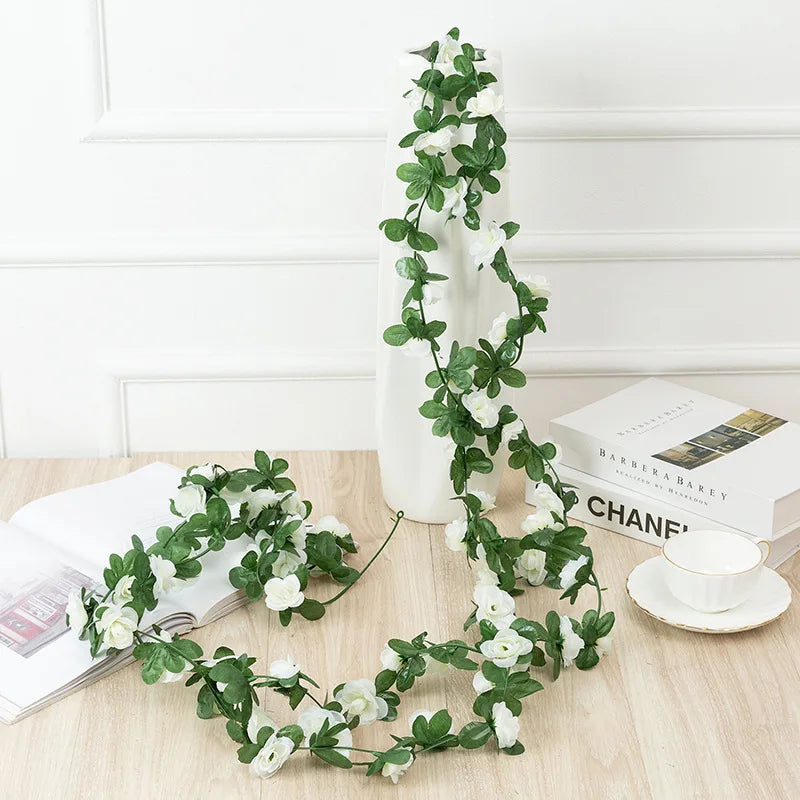 2.5m Artificial Rose Vine - White & Pink Garland for Weddings