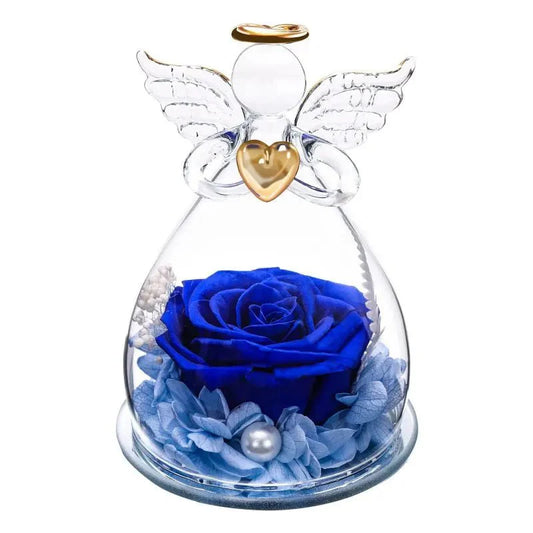 Blue Eternal Rose with Angelic Glass Dome