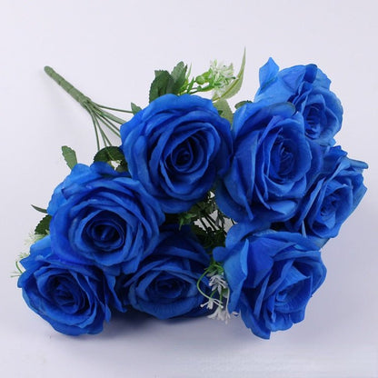 Elegant Silk Eternal Rose Bouquet - 10 Roses for Weddings and Home Décor