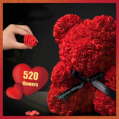 Romantic Rose Teddy Bear with Gift Box & LED Lights