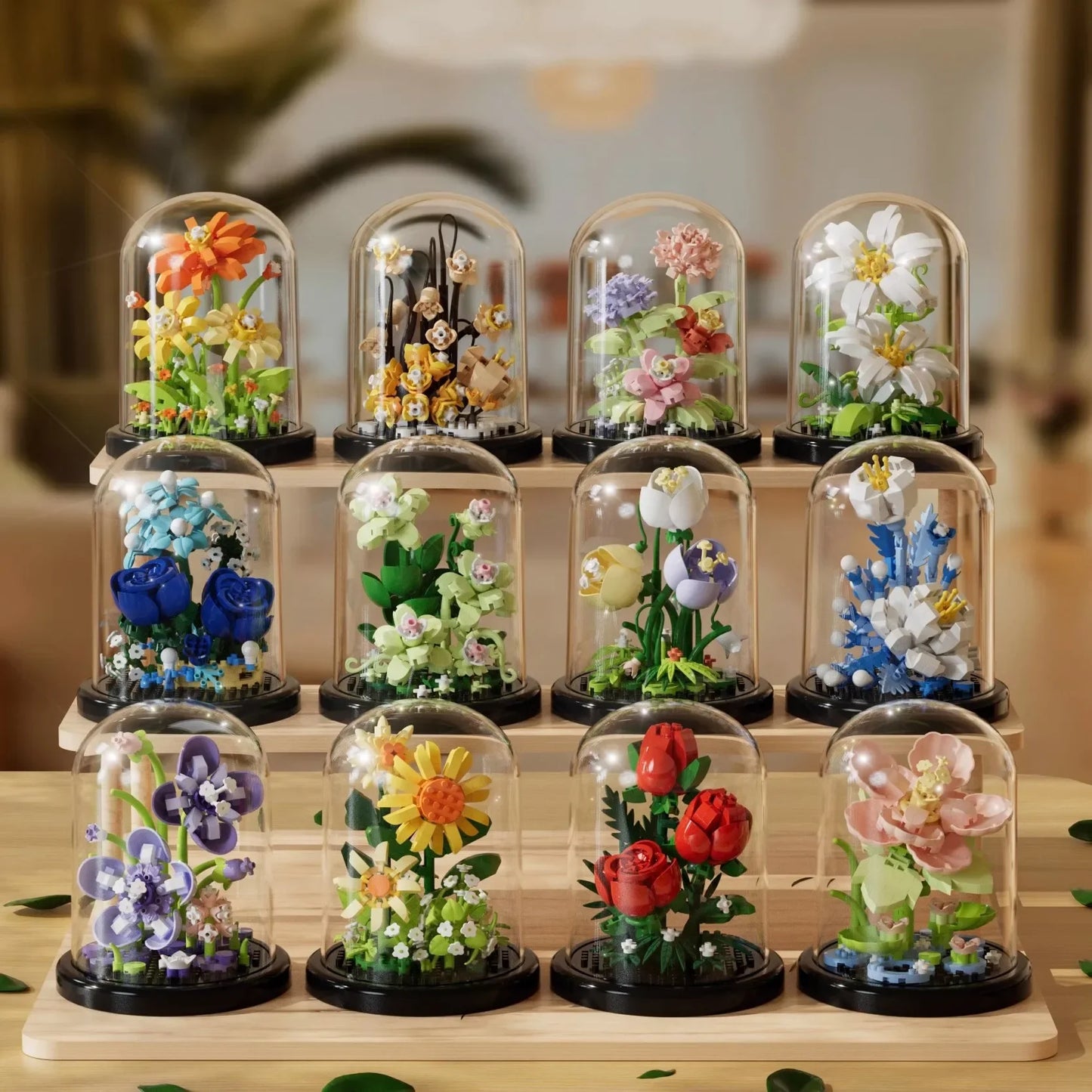 Immortal Flower Under Glass Dome – Elegant Construction Toy