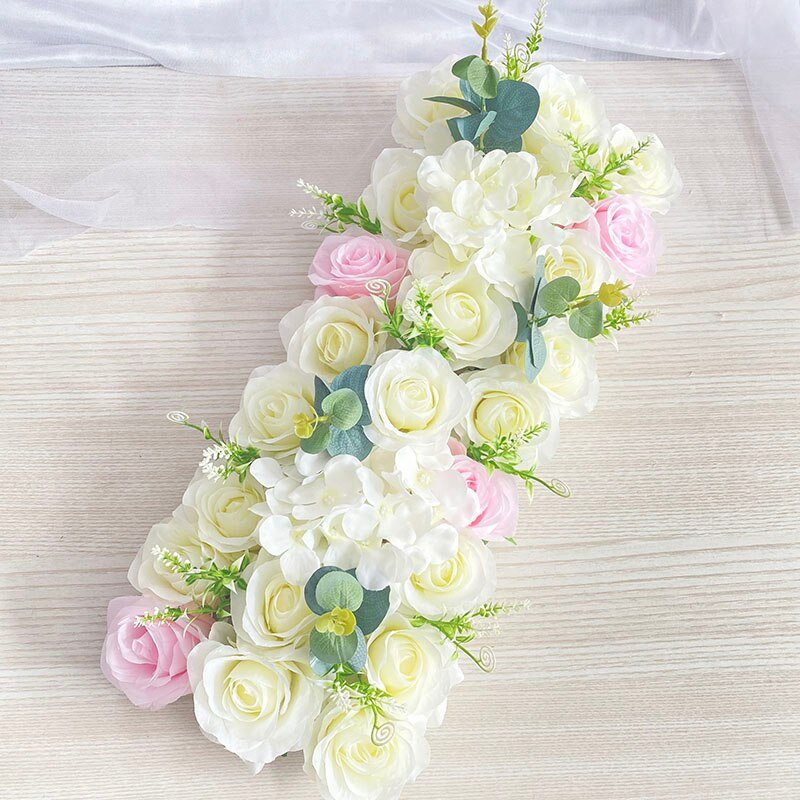 Elegant Silk Floral Wedding Runner (Customizable Colors)