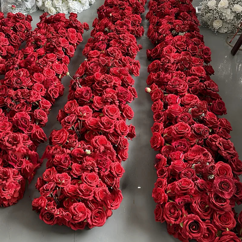 5D Red Rose Artificial Flower Wall - Wedding & Party Decor