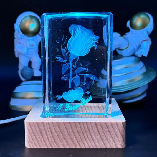 3D Crystal Rose Night Light - Unique Gift for Mom