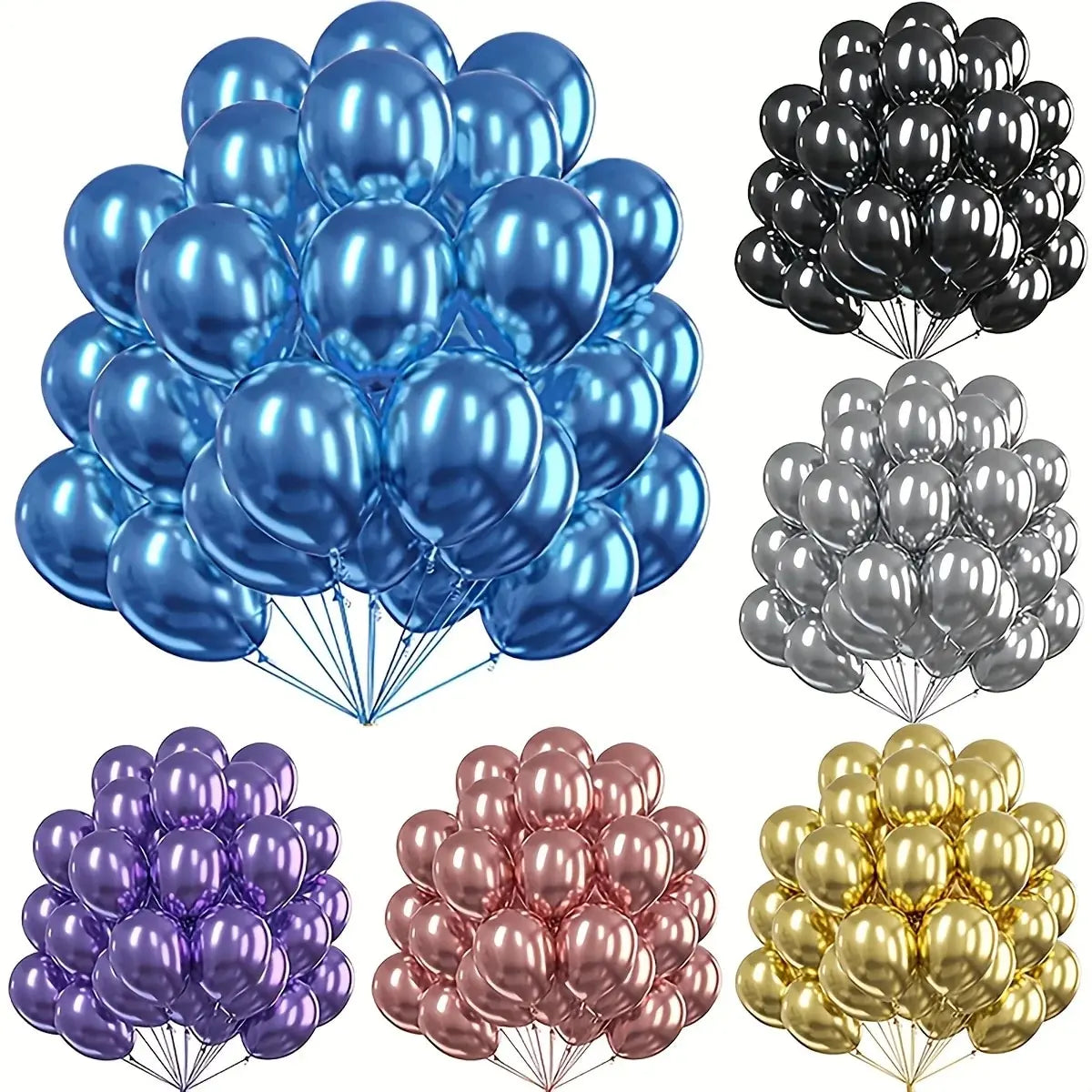 10pcs 12" Chrome Metallic Balloons