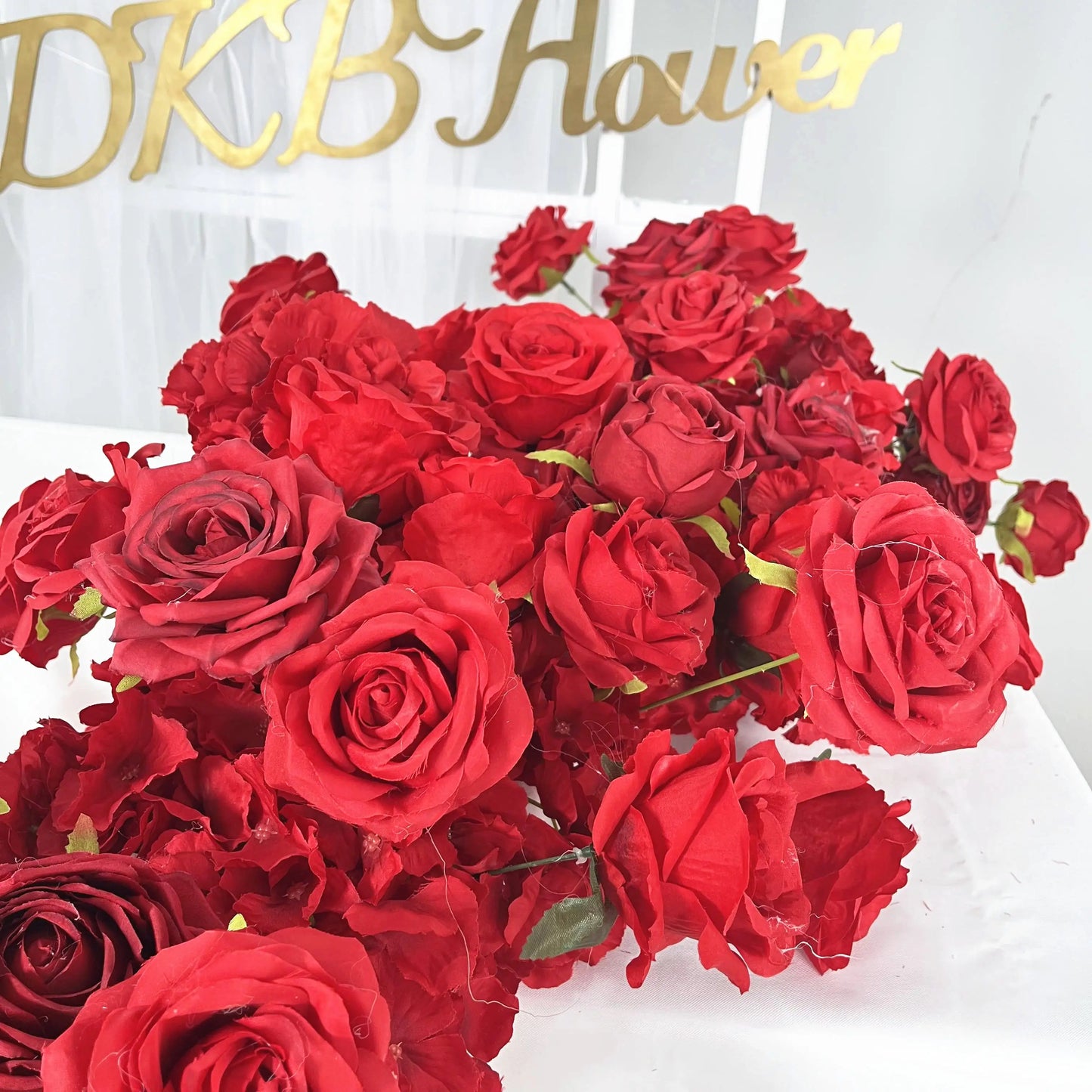 5D Red Rose Artificial Flower Wall - Wedding & Party Decor