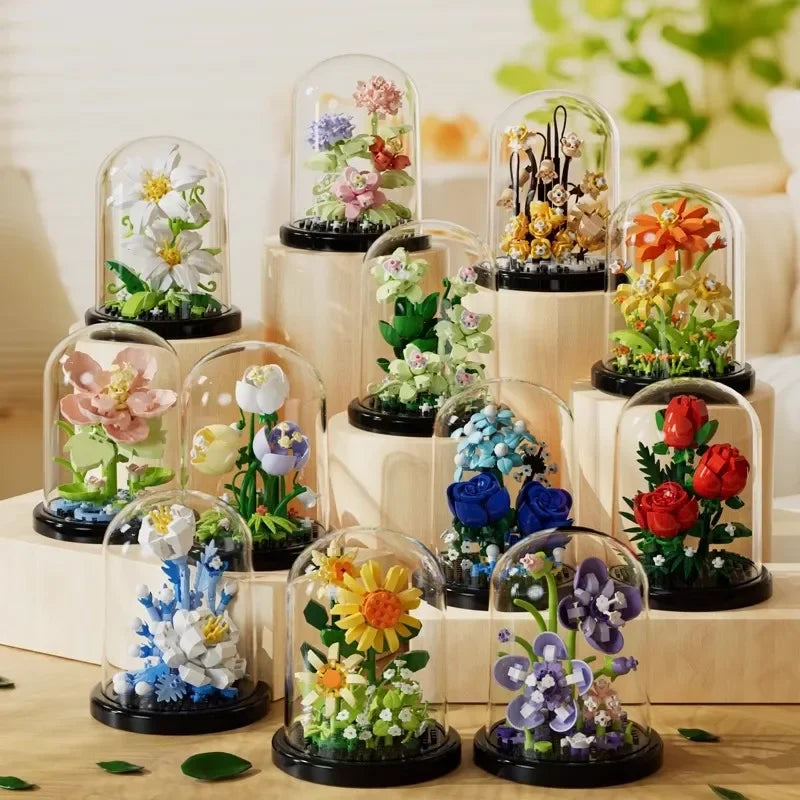 Immortal Flower Under Glass Dome – Elegant Construction Toy