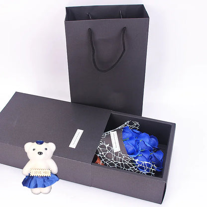 Gift box 7-Rose Artificial Bouquet with Bear