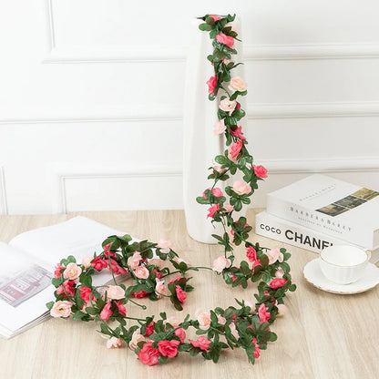 2.5m Artificial Rose Vine - White & Pink Garland for Weddings