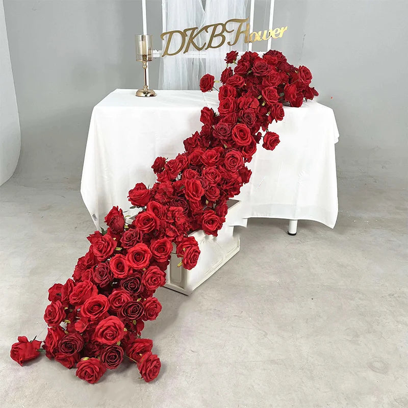 5D Red Rose Artificial Flower Wall - Wedding & Party Decor