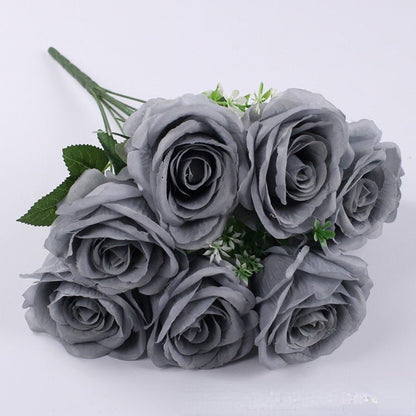 Elegant Silk Eternal Rose Bouquet - 10 Roses for Weddings and Home Décor